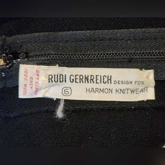 Rudi Gernreich VINTAGE L/S Sweater Dress. Sz 6. Black/Cream. - Picture 2 of 10